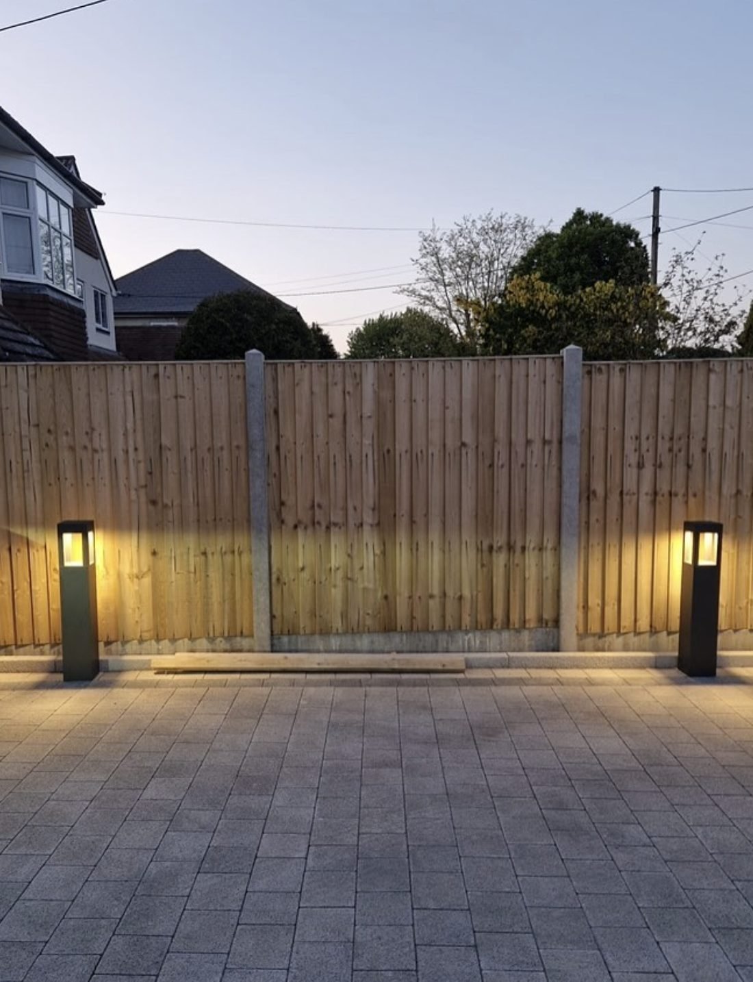 Garden bollard lighting on patio