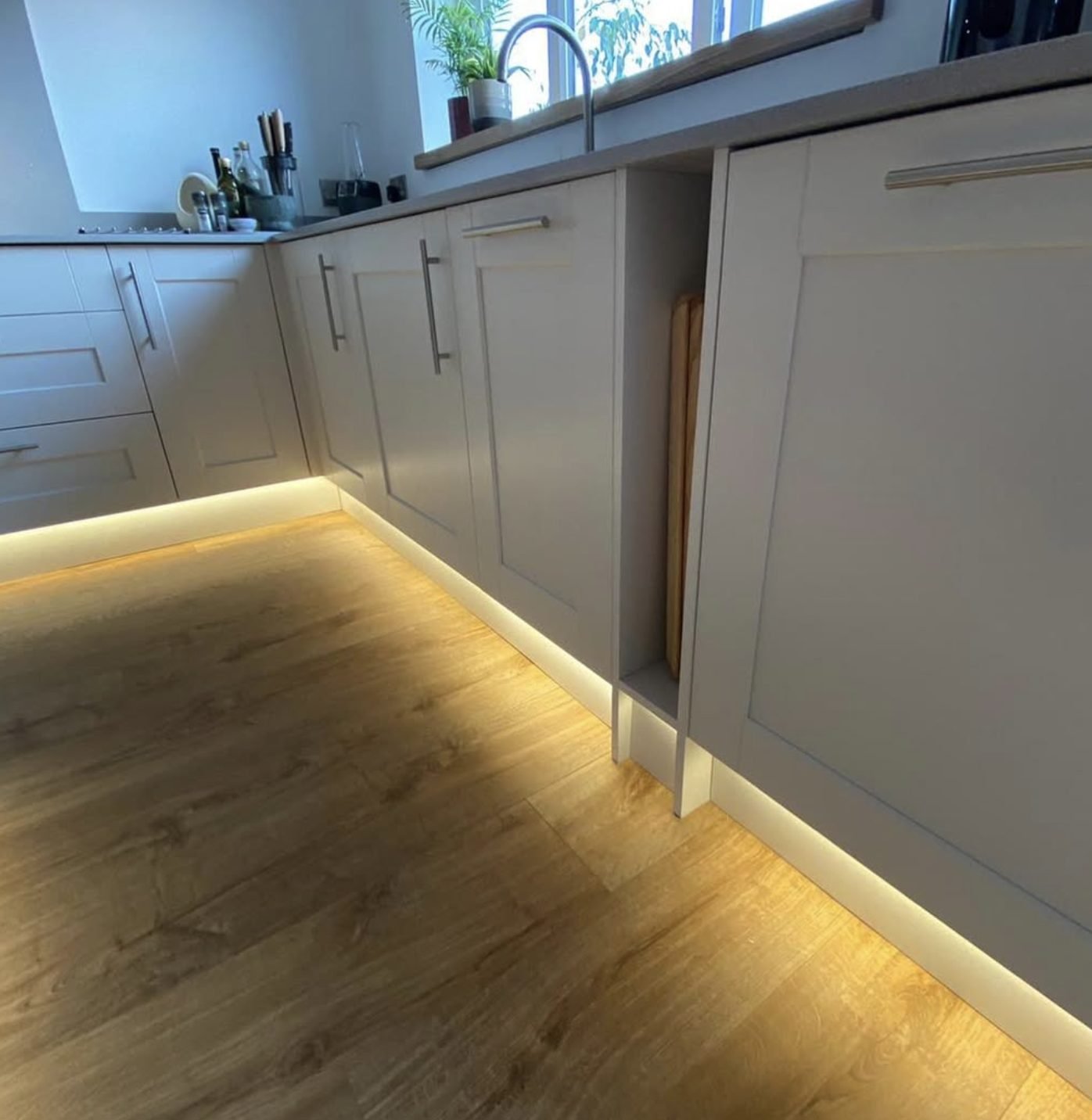 LED plinth lighting installed in a kitchen